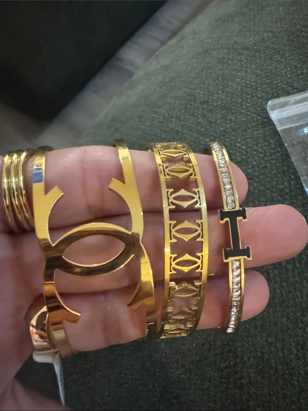 Gold-Tone Interlocking Cuff Bracelet Set
